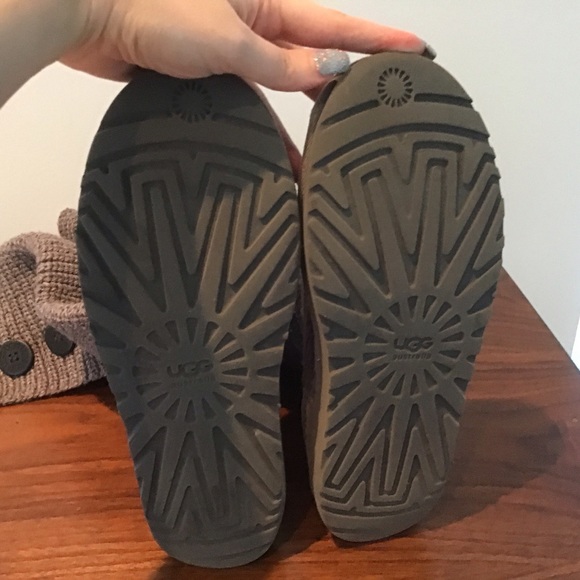 Ugg Australia Gray Classic Cardy Sweater Knit Fold Over 3 Button Tall Boots 10 - Picture 4 of 5